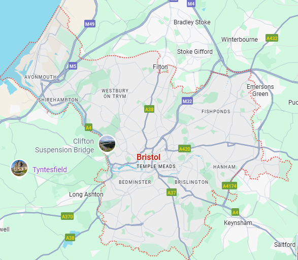 map - Bristol bridging loans