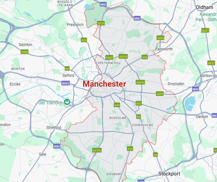 map - Manchester bridging loans